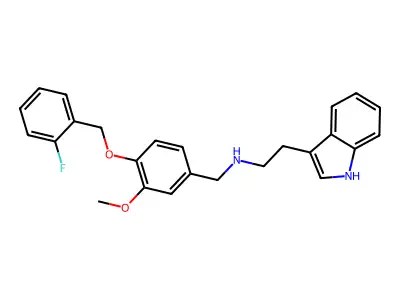 N-{4-[(2-fluorobenzyl)oxy]-3-methoxybenzyl}-2-(1H-indol-3-yl)ethanamine structure