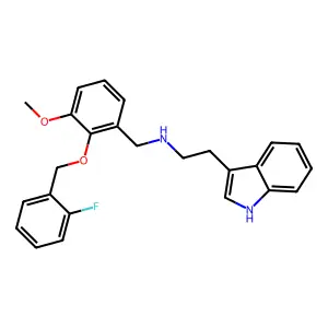 N-{2-[(2-fluorobenzyl)oxy]-3-methoxybenzyl}-2-(1H-indol-3-yl)ethanamine structure