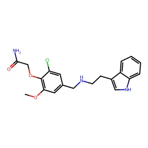2-[2-chloro-4-({[2-(1H-indol-3-yl)ethyl]amino}methyl)-6-methoxyphenoxy]acetamide structure