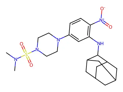 4-[3-(2-adamantylamino)-4-nitrophenyl]-N,N-dimethylpiperazine-1-sulfonamide structure