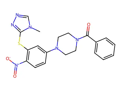 [4-[3-[(4-methyl-1,2,4-triazol-3-yl)sulfanyl]-4-nitrophenyl]piperazin-1-yl]-phenylmethanone structure