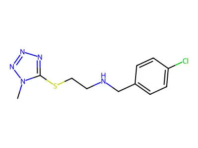 N-[(4-chlorophenyl)methyl]-2-(1-methyltetrazol-5-yl)sulfanylethanamine structure