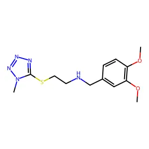 N-[(3,4-dimethoxyphenyl)methyl]-2-(1-methyltetrazol-5-yl)sulfanylethanamine structure