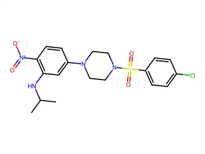 5-[4-(4-chlorophenyl)sulfonylpiperazin-1-yl]-2-nitro-N-propan-2-ylaniline structure