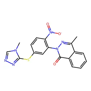 4-methyl-2-[5-[(4-methyl-1,2,4-triazol-3-yl)sulfanyl]-2-nitrophenyl]phthalazin-1-one structure