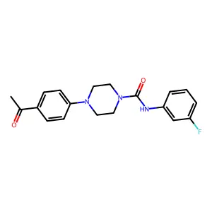 4-(4-acetylphenyl)-N-(3-fluorophenyl)piperazine-1-carboxamide structure