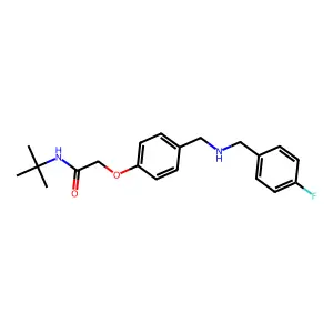 N-tert-butyl-2-(4-{[(4-fluorobenzyl)amino]methyl}phenoxy)acetamide structure