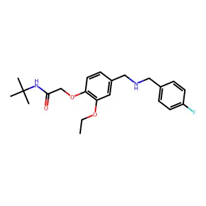 N-tert-butyl-2-(2-ethoxy-4-{[(4-fluorobenzyl)amino]methyl}phenoxy)acetamide structure