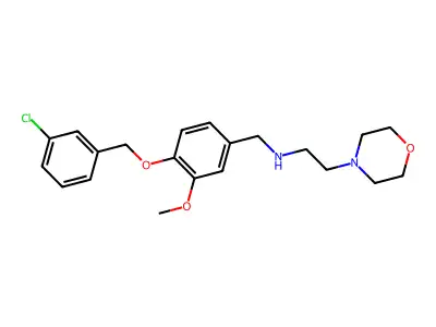 N-{4-[(3-chlorobenzyl)oxy]-3-methoxybenzyl}-2-(morpholin-4-yl)ethanamine structure