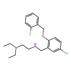 N'-{5-chloro-2-[(2-fluorobenzyl)oxy]benzyl}-N,N-diethylethane-1,2-diamine structure