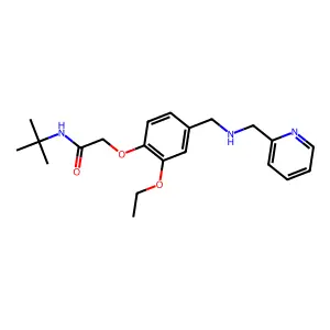 N-tert-butyl-2-[2-ethoxy-4-[(pyridin-2-ylmethylamino)methyl]phenoxy]acetamide structure
