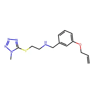 2-(1-methyltetrazol-5-yl)sulfanyl-N-[(3-prop-2-enoxyphenyl)methyl]ethanamine structure