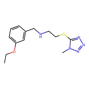 N-[(3-ethoxyphenyl)methyl]-2-(1-methyltetrazol-5-yl)sulfanylethanamine structure