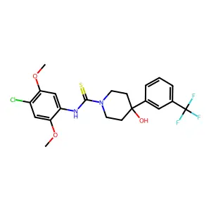 N-(4-chloro-2,5-dimethoxyphenyl)-4-hydroxy-4-[3-(trifluoromethyl)phenyl]piperidine-1-carbothioamide structure