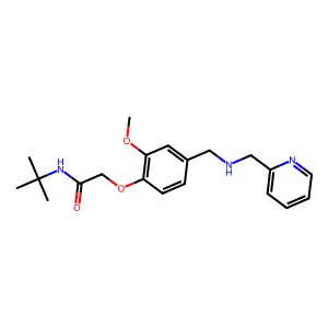 N-tert-butyl-2-[2-methoxy-4-[(pyridin-2-ylmethylamino)methyl]phenoxy]acetamide structure