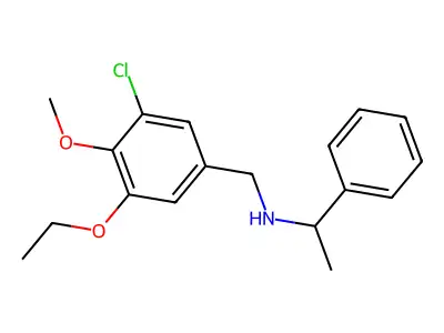 N-(3-chloro-5-ethoxy-4-methoxybenzyl)-1-phenylethanamine structure