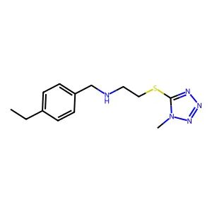 N-[(4-ethylphenyl)methyl]-2-(1-methyltetrazol-5-yl)sulfanylethanamine structure