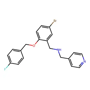 N-[[5-bromo-2-[(4-fluorophenyl)methoxy]phenyl]methyl]-1-pyridin-4-ylmethanamine structure
