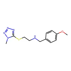 N-[(4-methoxyphenyl)methyl]-2-(1-methyltetrazol-5-yl)sulfanylethanamine structure