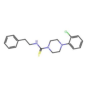 4-(2-chlorophenyl)-N-(2-phenylethyl)piperazine-1-carbothioamide structure