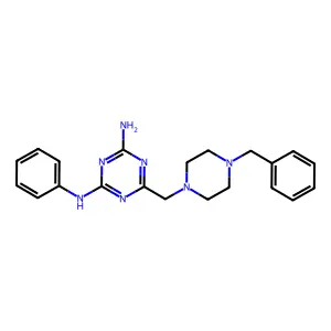 6-[(4-benzylpiperazin-1-yl)methyl]-N-phenyl-1,3,5-triazine-2,4-diamine structure