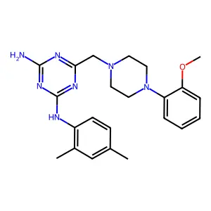 N-(2,4-dimethylphenyl)-6-{[4-(2-methoxyphenyl)piperazin-1-yl]methyl}-1,3,5-triazine-2,4-diamine structure