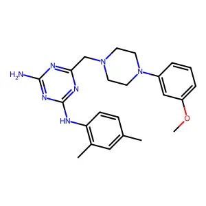 N-(2,4-dimethylphenyl)-6-{[4-(3-methoxyphenyl)piperazin-1-yl]methyl}-1,3,5-triazine-2,4-diamine structure