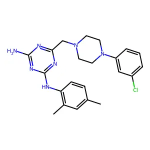 6-{[4-(3-chlorophenyl)piperazin-1-yl]methyl}-N-(2,4-dimethylphenyl)-1,3,5-triazine-2,4-diamine structure