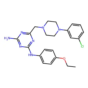 6-{[4-(3-chlorophenyl)piperazin-1-yl]methyl}-N-(4-ethoxyphenyl)-1,3,5-triazine-2,4-diamine structure