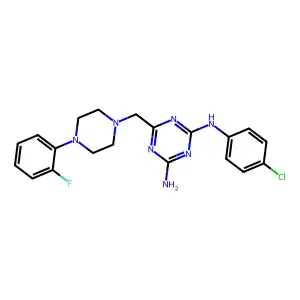 N-(4-chlorophenyl)-6-{[4-(2-fluorophenyl)piperazin-1-yl]methyl}-1,3,5-triazine-2,4-diamine structure