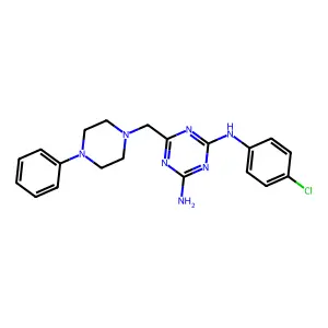 N-(4-chlorophenyl)-6-[(4-phenylpiperazin-1-yl)methyl]-1,3,5-triazine-2,4-diamine structure