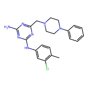 2-N-(3-chloro-4-methylphenyl)-6-[(4-phenylpiperazin-1-yl)methyl]-1,3,5-triazine-2,4-diamine structure