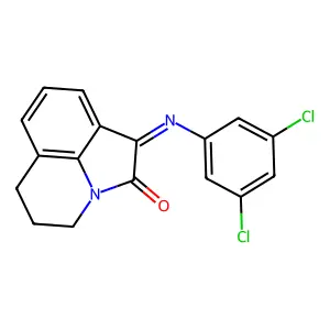 (1E)-1-[(3,5-dichlorophenyl)imino]-5,6-dihydro-4H-pyrrolo[3,2,1-ij]quinolin-2(1H)-one structure