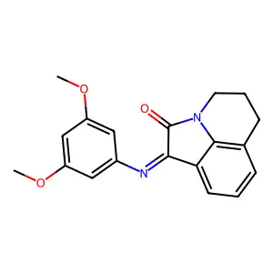 (1E)-1-[(3,5-dimethoxyphenyl)imino]-5,6-dihydro-4H-pyrrolo[3,2,1-ij]quinolin-2(1H)-one structure
