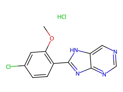 1H-Purine, 8-(4-chloro-2-methoxyphenyl)-, monohydrochloride structure