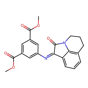 dimethyl 5-{[(1E)-2-oxo-5,6-dihydro-4H-pyrrolo[3,2,1-ij]quinolin-1(2H)-ylidene]amino}benzene-1,3-dicarboxylate structure