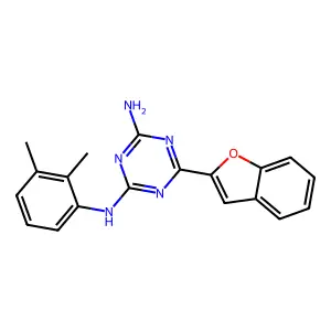 6-(1-benzofuran-2-yl)-N-(2,3-dimethylphenyl)-1,3,5-triazine-2,4-diamine structure