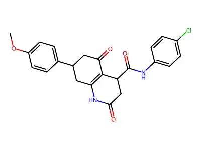 N-(4-chlorophenyl)-7-(4-methoxyphenyl)-2,5-dioxo-1,2,3,4,5,6,7,8-octahydroquinoline-4-carboxamide structure