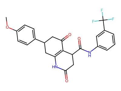 7-(4-methoxyphenyl)-2,5-dioxo-N-[3-(trifluoromethyl)phenyl]-1,2,3,4,5,6,7,8-octahydroquinoline-4-carboxamide structure