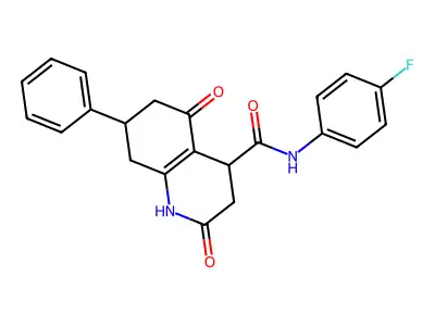 N-(4-fluorophenyl)-2-hydroxy-5-oxo-7-phenyl-3,4,5,6,7,8-hexahydroquinoline-4-carboxamide structure
