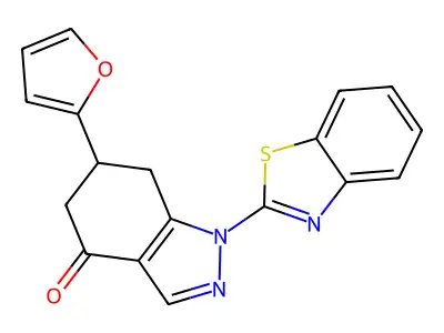 1-Benzothiazol-2-yl-6-furan-2-yl-1,5,6,7-tetrahydro-indazol-4-one structure