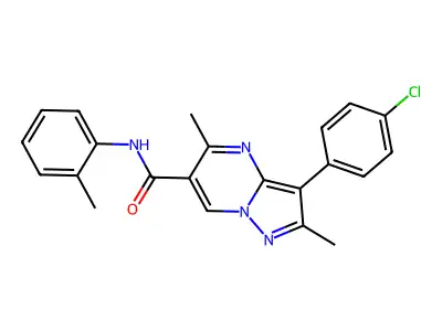 3-(4-chlorophenyl)-2,5-dimethyl-N-(2-methylphenyl)pyrazolo[1,5-a]pyrimidine-6-carboxamide structure