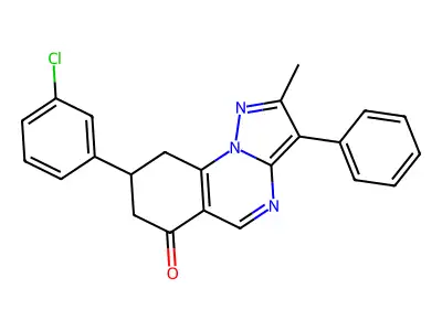 8-(3-chlorophenyl)-2-methyl-3-phenyl-8,9-dihydropyrazolo[1,5-a]quinazolin-6(7H)-one structure