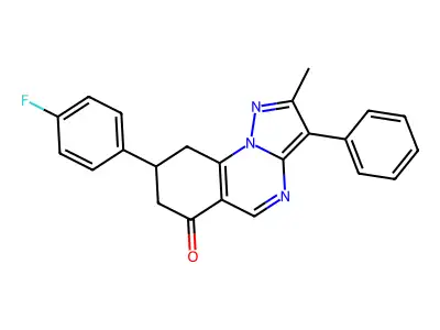 8-(4-fluorophenyl)-2-methyl-3-phenyl-8,9-dihydropyrazolo[1,5-a]quinazolin-6(7H)-one structure