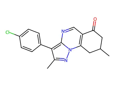 3-(4-chlorophenyl)-2,8-dimethyl-8,9-dihydropyrazolo[1,5-a]quinazolin-6(7H)-one structure