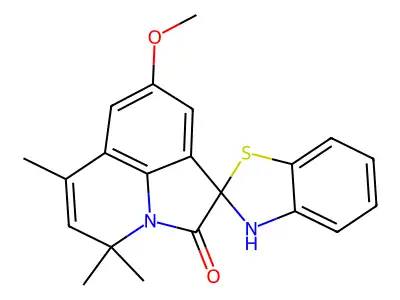 8'-methoxy-4',4',6'-trimethyl-3H,4'H-spiro[1,3-benzothiazole-2,1'-pyrrolo[3,2,1-ij]quinolin]-2'-one structure