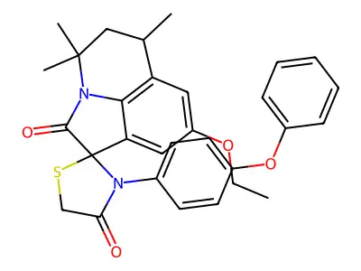 8-ethoxy-4,4,6-trimethyl-3'-(4-phenoxyphenyl)-5,6-dihydro-4H,4'H-spiro[pyrrolo[3,2,1-ij]quinoline-1,2'-[1,3]thiazolidine]-2,4'-dione structure