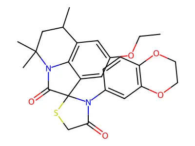 3'-(2,3-dihydro-1,4-benzodioxin-6-yl)-8-ethoxy-4,4,6-trimethyl-5,6-dihydro-4H,4'H-spiro[pyrrolo[3,2,1-ij]quinoline-1,2'-[1,3]thiazolidine]-2,4'-dione structure