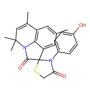 3'-(4-hydroxyphenyl)-4,4,6,8-tetramethyl-4H,4'H-spiro[pyrrolo[3,2,1-ij]quinoline-1,2'-[1,3]thiazolidine]-2,4'-dione structure