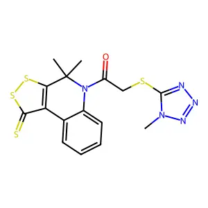 1-(4,4-dimethyl-1-thioxo-1,4-dihydro-5H-[1,2]dithiolo[3,4-c]quinolin-5-yl)-2-[(1-methyl-1H-tetrazol-5-yl)sulfanyl]ethanone structure